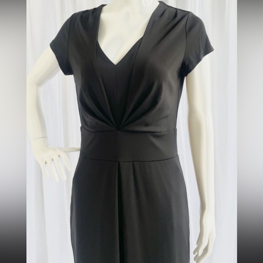50%offw❤️ Talbots V Neck Surplice Simple Black Short Sleeve Dress, Size 6p 👠504